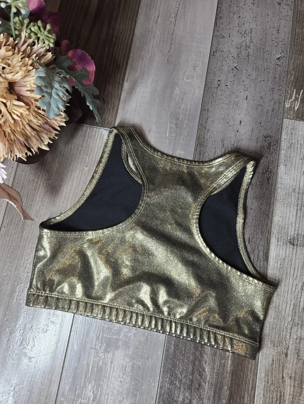Justice Girls Metallic Cropped Gold Tank Top Size 12 NWOT